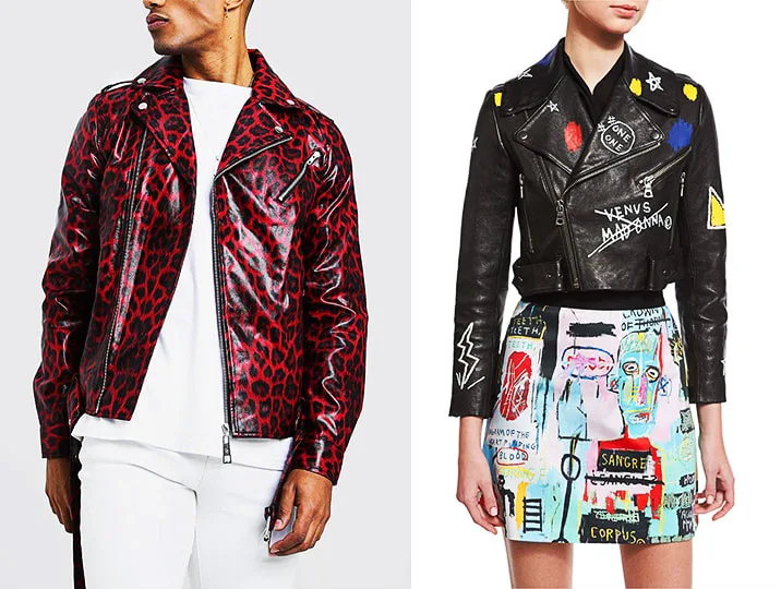 Faux Leather Moto Jacket Printed in malaysia