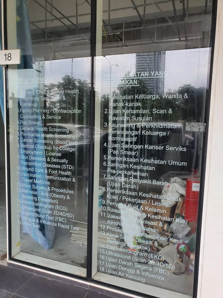 White Uv Printed on Clear Sticker - clinic services list